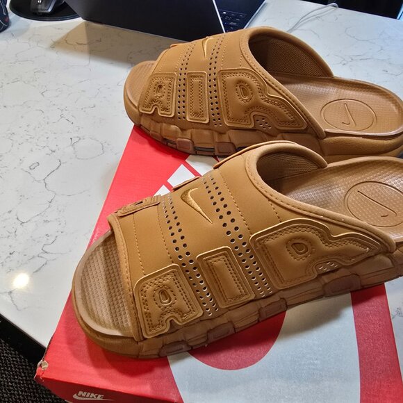 Nike Air More Uptempo Slide Brown Flax FZ3116 200 Mens Size 10 NEW - Picture 3 of 14